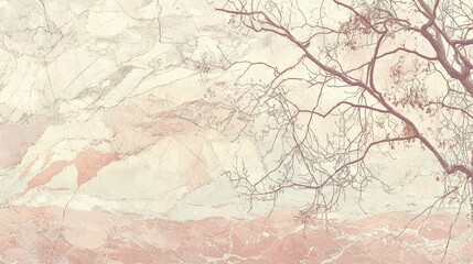 Poster - Abstract Pale Landscape with Branch Silhouettes and Soft Tones