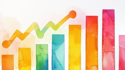 Poster - Colorful Abstract Chart with Watercolor Effect and Trend Line