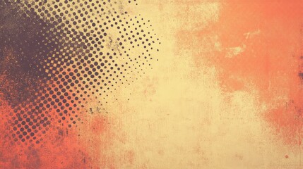 Poster - Abstract textured background featuring a blend of orange and yellow hues with halftone dots and a weathered appearance, ideal for creative and artistic projects.