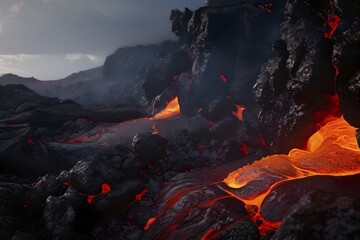 unstoppable force of a lava flow, ai generated