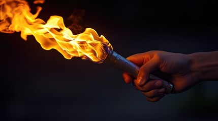 Wall Mural - a person holding a lit torch, perfect for capturing light or atmosphere