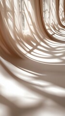 Poster - The gentle sunlight streams through delicate curtains, casting enchanting shadows that dance across a neutral surface, creating an artistic display full of depth and balance