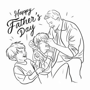 Create a warm and heartfelt ideogram for Father's Day, incorporating symbols of love and motherhood such as a father holding a child, flowers, hearts, and a handwritten note ai generated