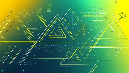 Poster - a green background with triangles and squares