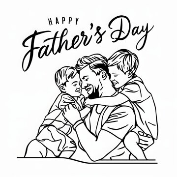 Create a warm and heartfelt ideogram for Father's Day, incorporating symbols of love and motherhood such as a father holding a child, flowers, hearts, and a handwritten note ai generated