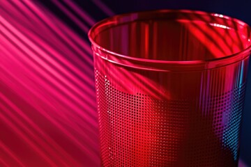 Poster - a close-up view of a glass with a red light in the background, suitable for use in various settings 