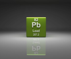 Leinwandbilder - Cube with Lead number 82 periodic table, 3d rendering