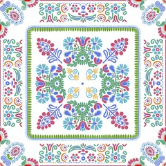 Poster - Seamless pattern design inspired by traditional Hungarian embroidery