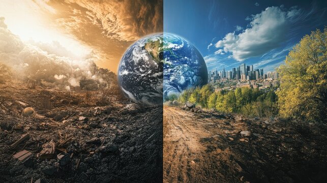 A Divided Earth Showing Destruction and Renewal