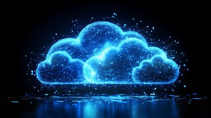 Wall Mural - futuristic blue clouds with starry connections