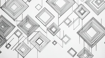 Poster - Abstract Geometric Pattern with Layered Diamond Shapes in Lines