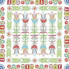 Poster - Seamless pattern design inspired by traditional Hungarian embroidery