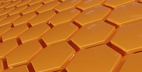 Poster - Abstract modern orange hexagon background, 3d rendering