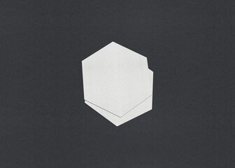 Poster - Two overlapping hexagonal white papers on a dark background, Blank white Business card mockup stacks at grey textured paper background