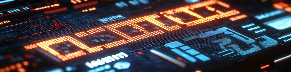 Poster - A close-up of a computer screen showing a digital clock, suitable for use in technology-related contexts