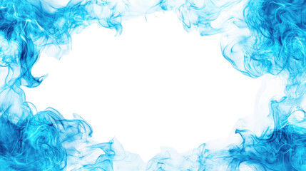 Poster - Blue and white abstract smoke frame on transparent background. Transparent background