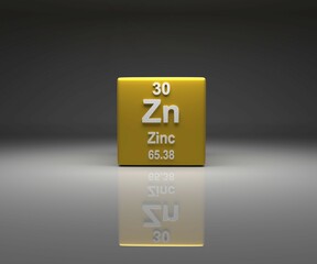 Leinwandbilder - Cube with Zinc number 30 periodic table, 3d rendering