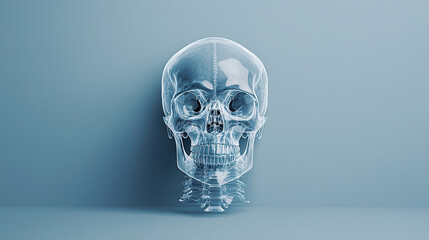 Leinwandbilder - high definition X ray of human skull, showcasing intricate details and structure. transparent view highlights bone composition and anatomical features