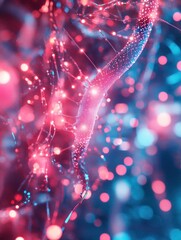  - abstract glowing circuit ai hologram with dna on blurry background. ai and science concept. double e
