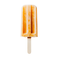 Aufkleber - A single orange popsicle on a wooden stick against a black background.