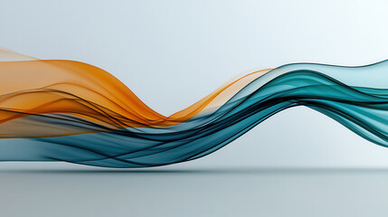Poster - vibrant abstract scene featuring flowing waves in orange and teal colors, creating sense of harmony and movement. smooth lines evoke feeling of tranquility and elegance