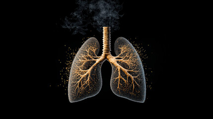 Aufkleber - realistic high resolution close up of human lung with intricate details, showcasing branching structure and smoke effects, symbolizing respiratory health and vitality