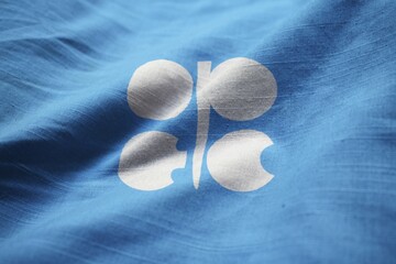 Poster - Closeup of Ruffled Organization of the Petroleum Exporting Countries Flag, OPEC Flag Blowing in Wind