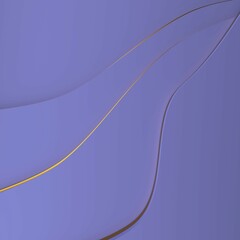 Poster - abstract modern blue waves background with golden lines, 3d rendering