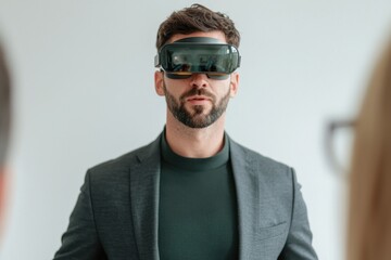 Poster - Virtual reality experience modern office technology demonstration indoor space professional setting innovation showcase