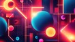 © samrit - Bold neon geometric shapes glowing brightly in a high-tech digital rendering with a futuristic aesthetic