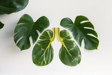 Sticker - A pair of green leaves resting on a white background, simple and natural