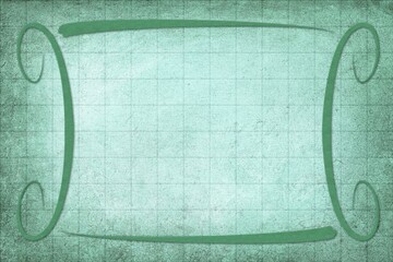 Poster - A modern decorative frame with a background with a squares texture. Green and water colors