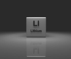 Leinwandbilder - Cube with Li Lithium periodic system, 3d rendering