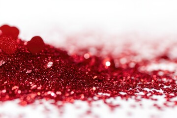 Sticker - A small pile of red glitter sits on a white surface, great for decorating or adding some sparkle to your design