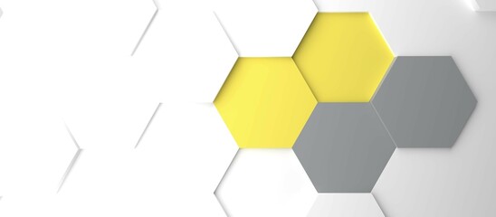 Poster - Abstract modern gray and yellow honeycomb background, 3d rendering, color of the Year 2021 concept