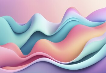 Poster - Pastel gradient hues forming smooth flowing lines in an abstract pattern, presenting a soft and colorful visual, AI generated