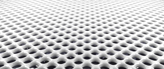 Poster - Glossy white metal grid pattern using as modern background, 3d rendering