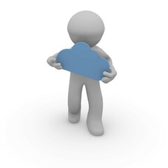 Fototapete - 3d man with a cloud shape on a white background