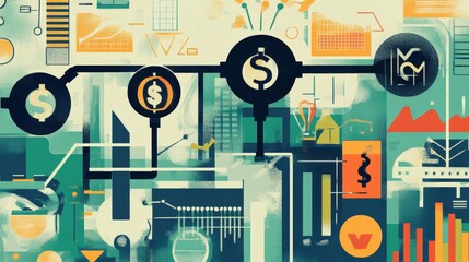 Poster - detailed analysis diagram with business growth projections, highlighting investment opportunities,