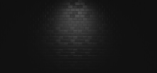 Poster - black brick wall using as background or texture, 3d rendering