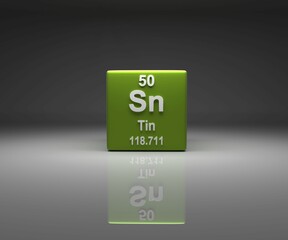 Leinwandbilder - Cube with Tin number 50 periodic table, 3d rendering