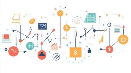 Poster - dynamic business strategy chart, illustrating the financial growth journey, from initial investments to increased profits,
