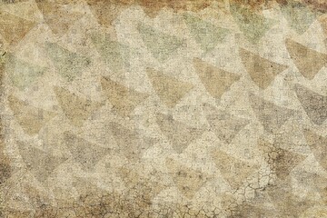 Poster - Abstract sixties decoration background texture with triangles and craquelures. Colors beige, green and yellow