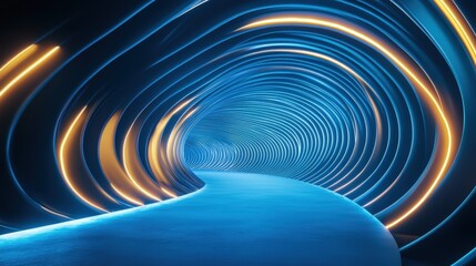 Poster - glowing lines and geometric shapes in vibrant blue tones
