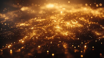 Poster - a glowing gold particle effect with tiny light dots scattered across a dark golden base.