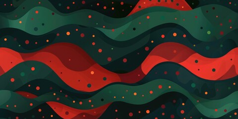 Poster - Abstract red and green flowing waves on a dark background. Digital artwork for design and print. Fluid and wavy concept art. Background image of green and red gradient wave made from paper. AIG51.