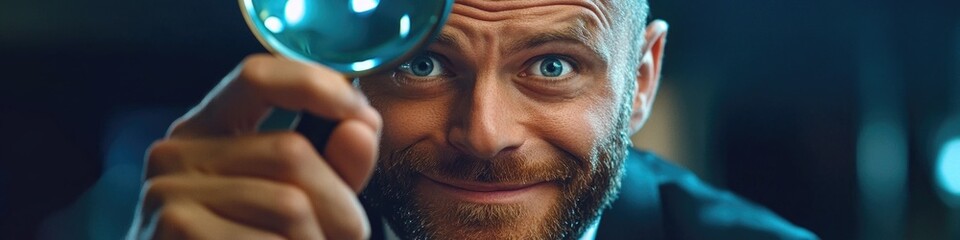 Poster - a person inspecting something closely with a magnifying glass