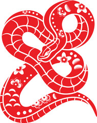 Wall Mural - chinese new year red snake zodiac sign, vector design