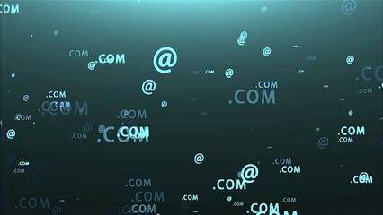 Poster - Intertent signs, com fly in space, 3d rendering background, computer generating for network creative