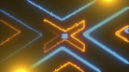 Poster - Abstract neon tunnel with reflection, computer generated background, 3D rendering